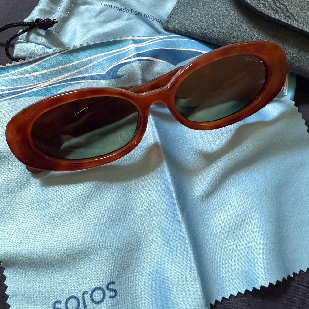 Sojos recycled plastic Brown Oval Sunglasses